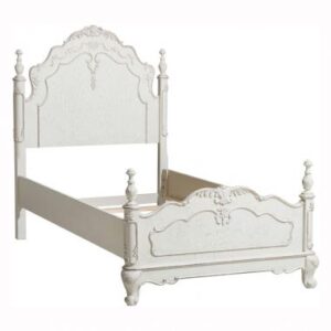 Homelegance Cinderella Twin Bed in Antique White with Gray Rub-Through