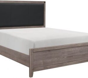 Homelegance Woodrow Full Bed, Black PU Headboard