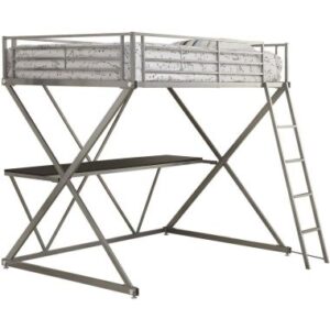 Coaster Hyde Full Workstation Loft Bed in Silver