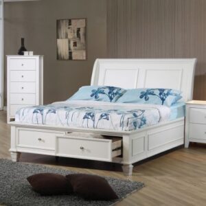 Coaster Hermosa Beach Twin Bed with Footboard Storage in White