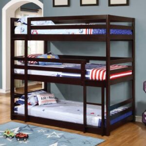 Coaster 400302 Triple Bunk Bed in Cappuccino