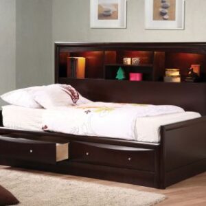 Coaster Phoenix Twin Bookcase Daybed with Storage Drawers in Deep Cappuccino