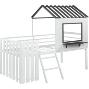 Coaster Timber House-Designed Twin Loft Bed in White and Gunmetal