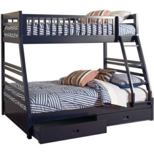 Coaster Ashton Twin Over Full 2-Drawer Bunk Bed in Navy Blue