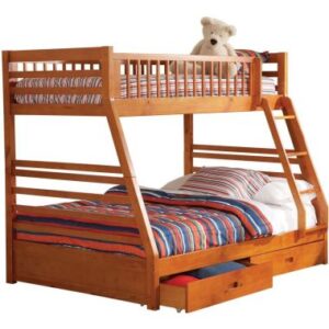 Coaster Ashton Twin Over Full Bunk 2-Drawer Bed in Grey