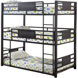 Coaster Rogen Twin Triple Bunk Bed in Dark Bronze