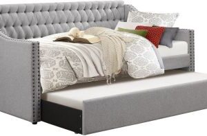 Homelegance Tulney Daybed with Trundle in Grey Fabric