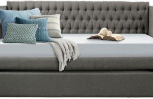 Homelegance Tulney Daybed with Trundle in Dark Gray Fabric