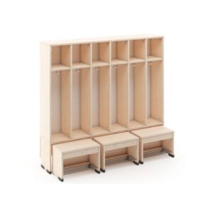 6-Cubby Cloakroom w/3 Movable Seats by NOVUM - 6512481EX