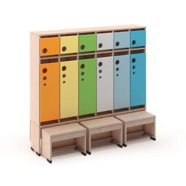 6-Cubby Cloakroom w/3 Movable Seats by NOVUM - 6512481EX - Image 3