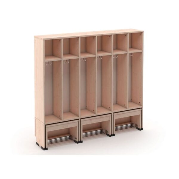 6-Cubby Cloakroom w/3 Movable Seats by NOVUM - 6512481EX - Image 2