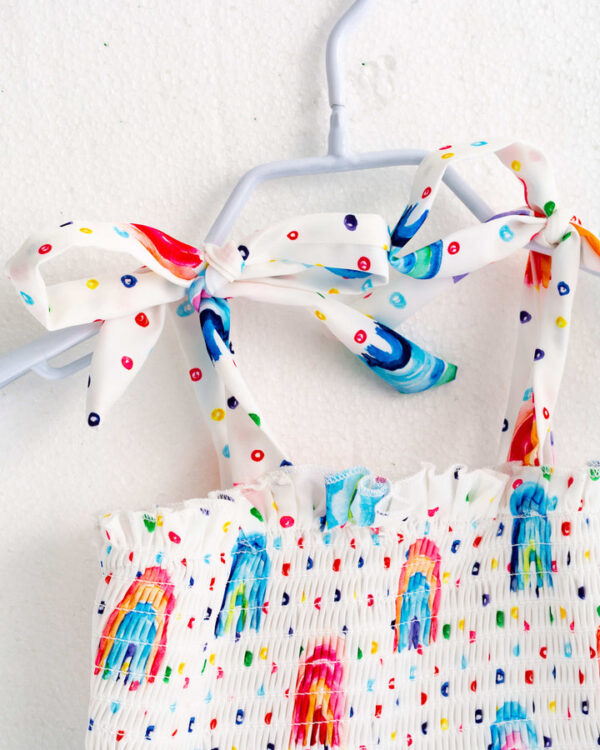 Polka Dots Rainbow Smocked Girl Dress - Image 3