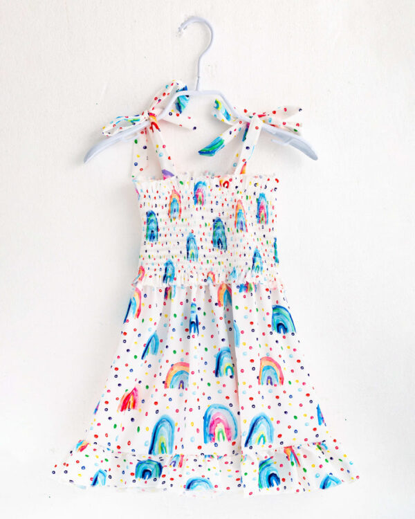 Polka Dots Rainbow Smocked Girl Dress - Image 6
