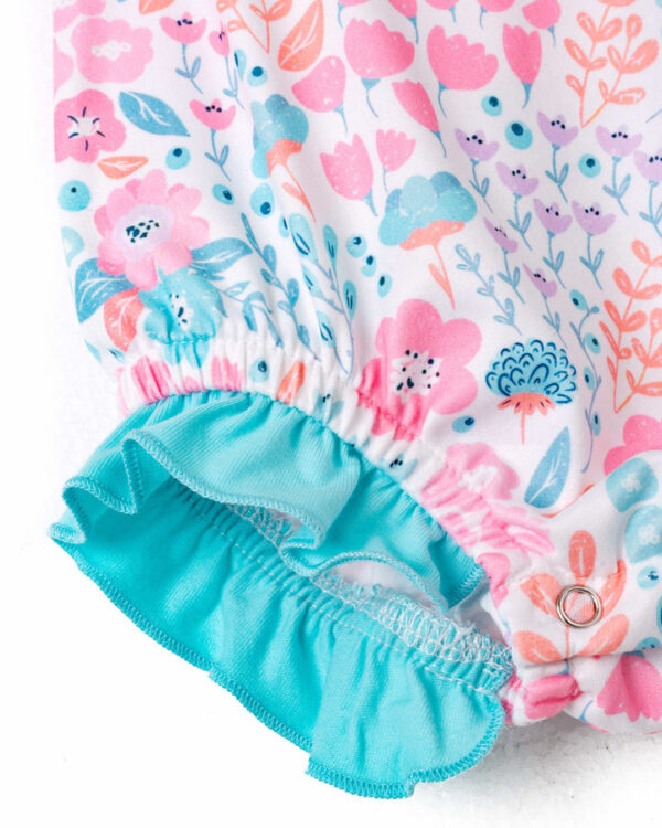 Floral Little Train Bunny Egg Carrot Ruffle Smocked Baby Girl Romper - Image 5