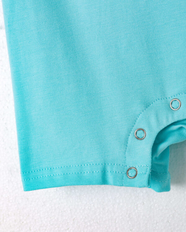 Blue Little Train Egg Carrot Bunny Baby Boy Romper - Image 4