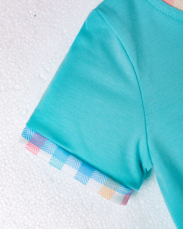 Blue Little Train Egg Carrot Bunny Baby Boy Romper - Image 5