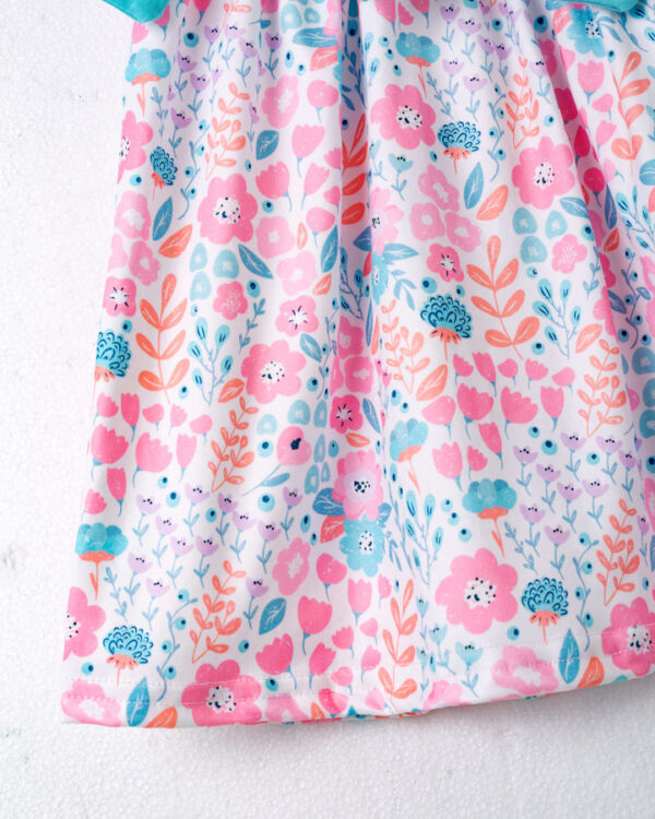 Floral Little Train Bunny Egg Carrot Ruffle Smocked Girl Dress - Image 5