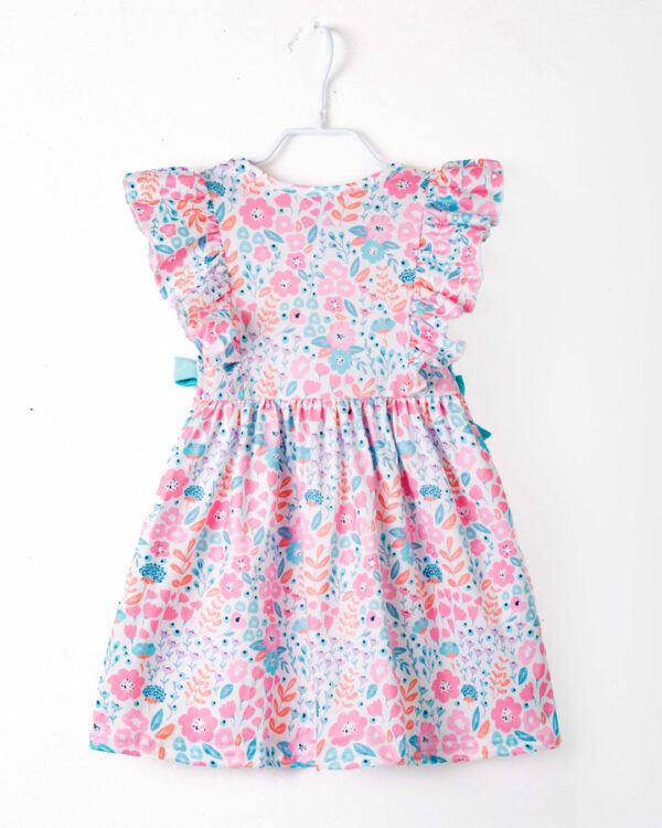 Floral Little Train Bunny Egg Carrot Ruffle Smocked Girl Dress - Image 6