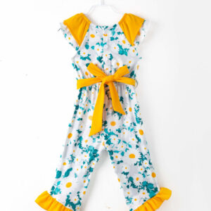 Blue Daisy Ruffle Girl Jumpsuit