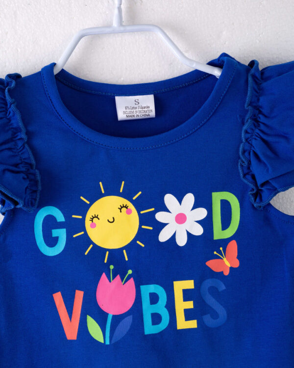 Blue Good Vibes Flower Girl Short Set - Image 3