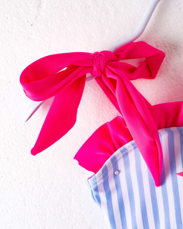 Pink Baby Shark Stripe Ruffle Girl Swimsuit - Image 4