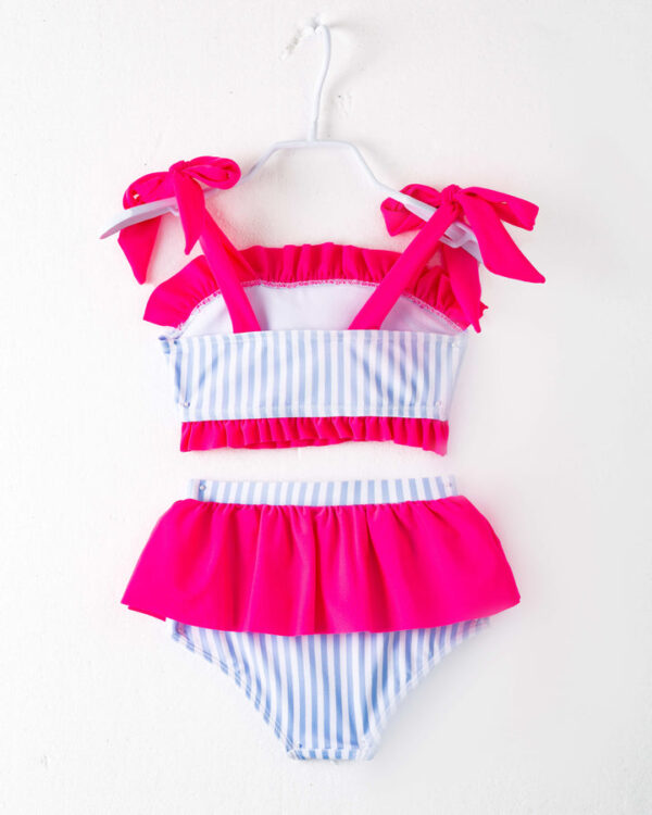 Pink Baby Shark Stripe Ruffle Girl Swimsuit - Image 6