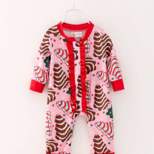 Christmas Tree Cookies Ruffle Baby Girl Romper