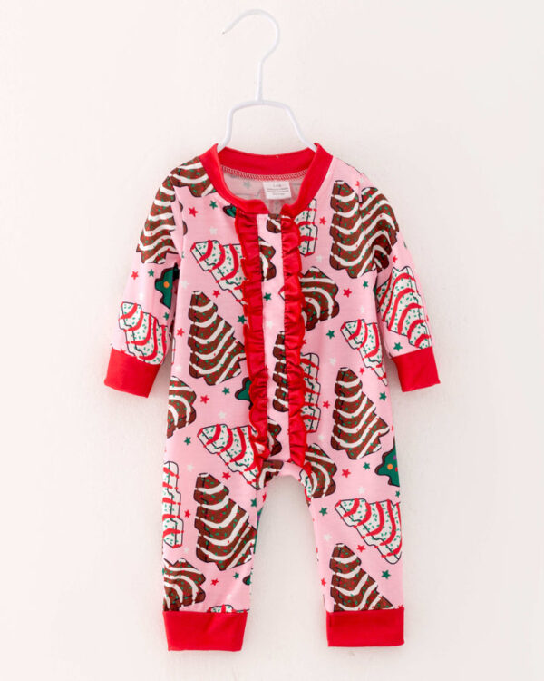 Christmas Tree Cookies Ruffle Baby Girl Romper