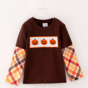 Halloween Plaid Pumpkin Boy Top