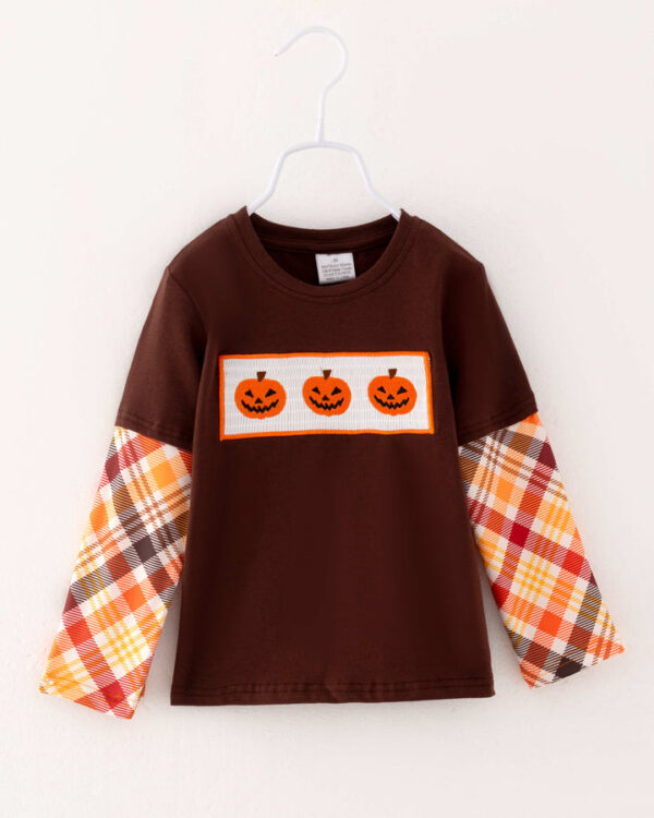 Halloween Plaid Pumpkin Boy Top