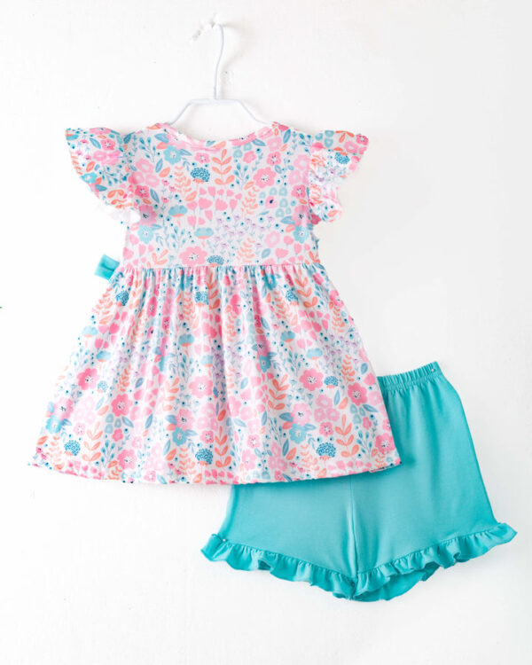 Floral Little Train Bunny Egg Carrot Ruffle Smocked Girl Short Set - Image 6