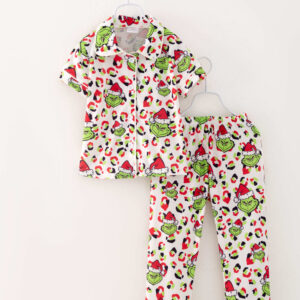 Christmas Grinch Girl Pajamas Sleepwear Set