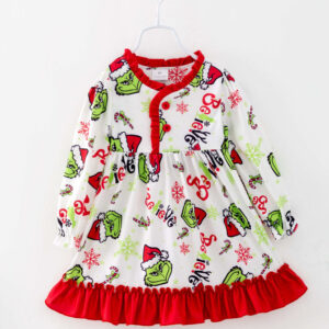 Christmas Grinch Girl Ruffle Pajamas
