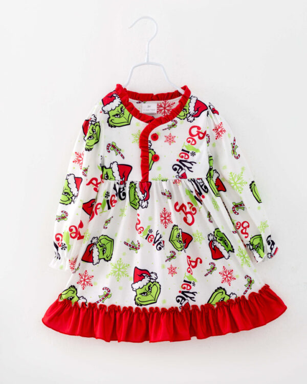 Christmas Grinch Girl Ruffle Pajamas