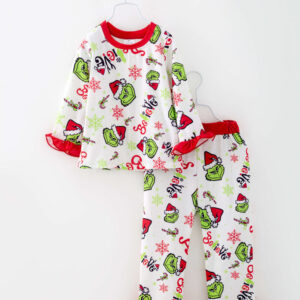 Christmas Grinch Girl Pajamas Sleepwear Set