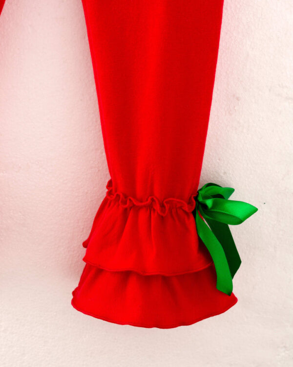 Christmas Red Stripe Santa Ruffle Girl Pant Set - Image 5