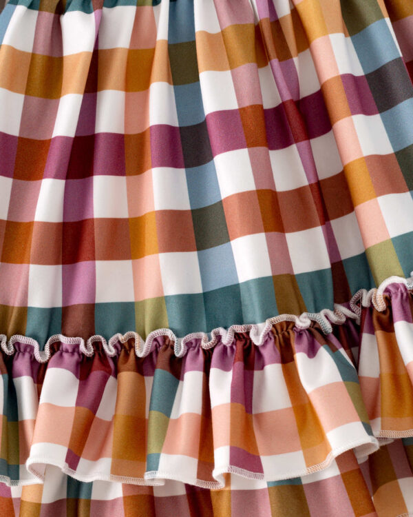 Brown Plaid Ruffle Girl Twirl Dress - Image 5
