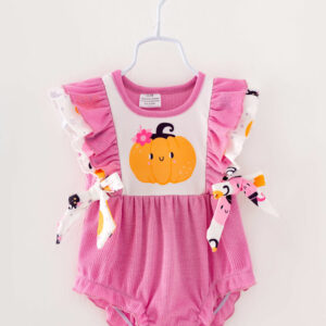 Pink Pumpkin Ruffle Baby Girl Romper