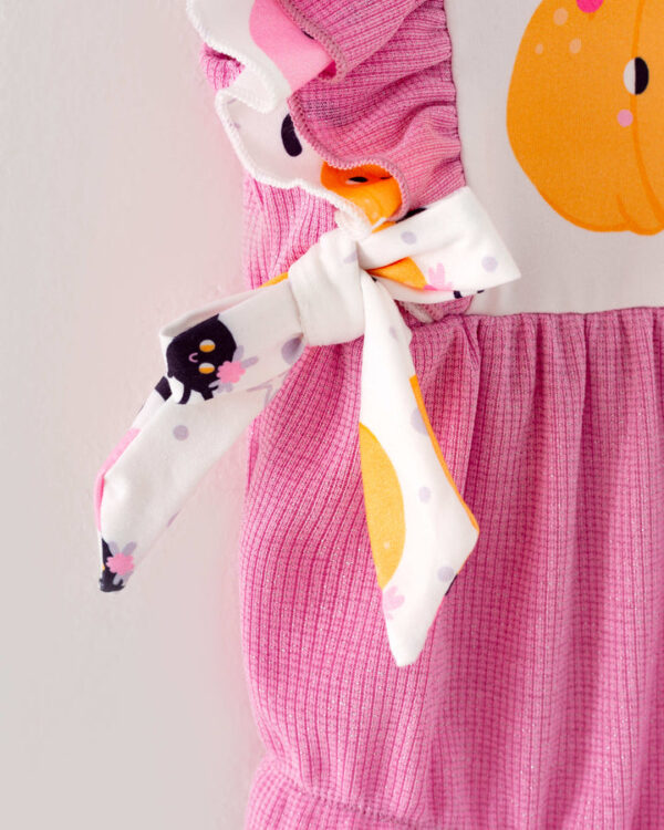 Pink Pumpkin Ruffle Baby Girl Romper - Image 4