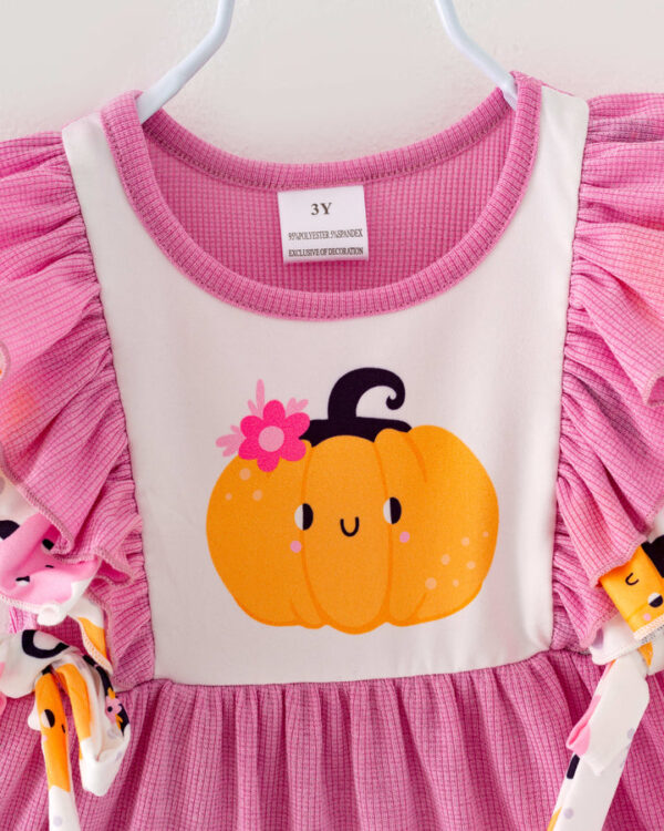 Halloween Pink Pumpkin Girl Bell Bottom Set - Image 3