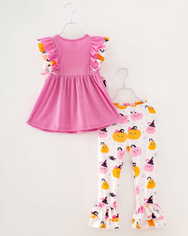 Halloween Pink Pumpkin Girl Bell Bottom Set - Image 6