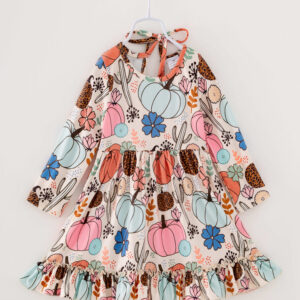Pumpkin Ruffle Girl Twirl Dress
