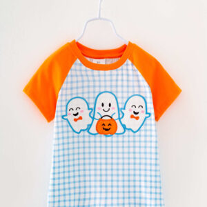 Halloween Blue Plaid Ghost Boy Top
