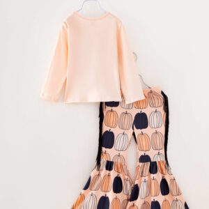Halloween Orange Black Tassel Girl Bell Pant Outfit