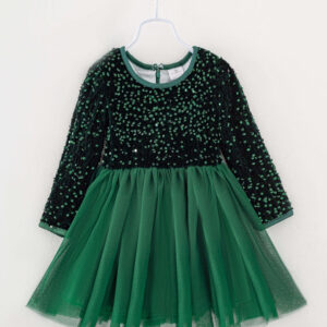 Green Sequin Girl Tutu Dress