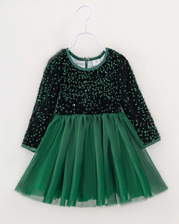 Green Sequin Girl Tutu Dress