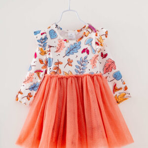 Orange Leaves Ruffle Girl Tutu Dress