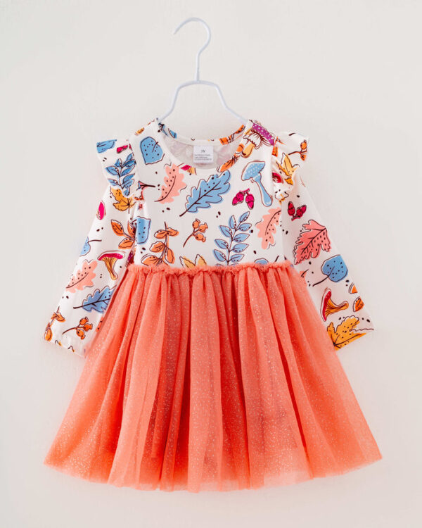 Orange Leaves Ruffle Girl Tutu Dress