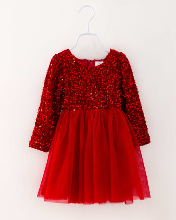 Red Sequin Girl Tutu Dress