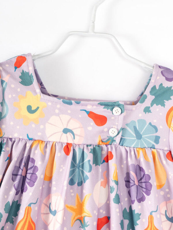 Purple Flower Print Girl Dress - Image 3